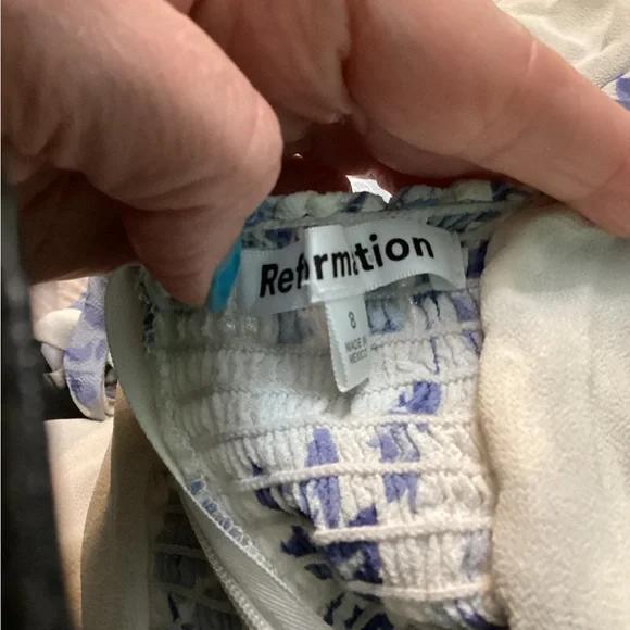 Reformation Blue and White Floral Midi Dress - Picture 7 of 8